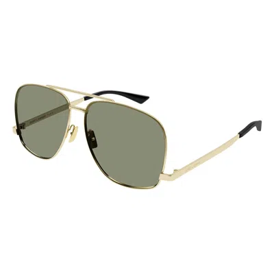 Saint Laurent Silver Aviator Sunglasses In Gray