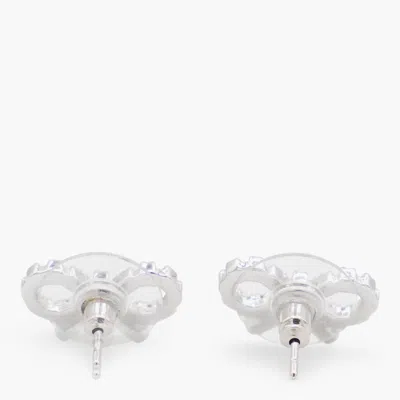 Self-portrait Micro Crystal Bow Earrings In White
