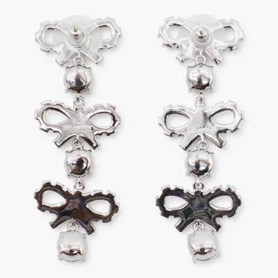 Self-portrait Micro Bow Crystal Tiered Earrings In Metallic