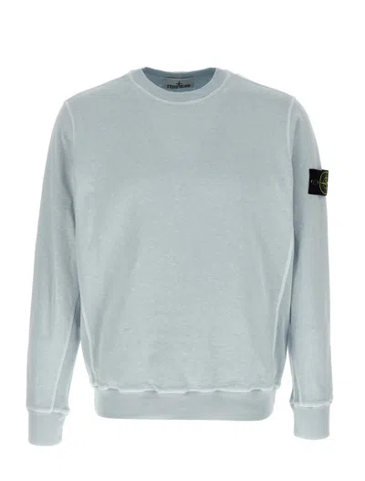 Stone Island Crew Neck Logo Badge Sweatshirt In Blue