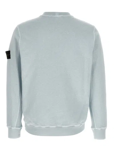 Stone Island Crew Neck Logo Badge Sweatshirt In Blue