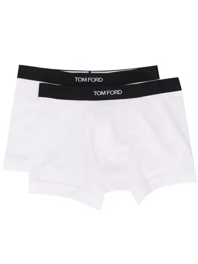 Tom Ford Set Of 2 Logo-waistband Cotton Boxer Briefs Clothing In White