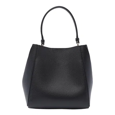 Tory Burch Small Grained Leather Bucket Bag In Black