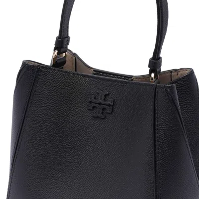 Tory Burch Small Grained Leather Bucket Bag In Black