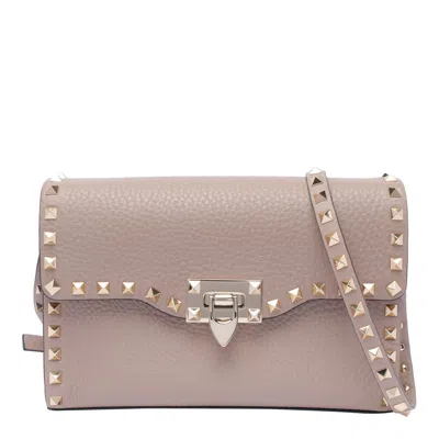 Valentino Garavani Valentino Rockstud Small Grainy Leather Crossbody In Pink