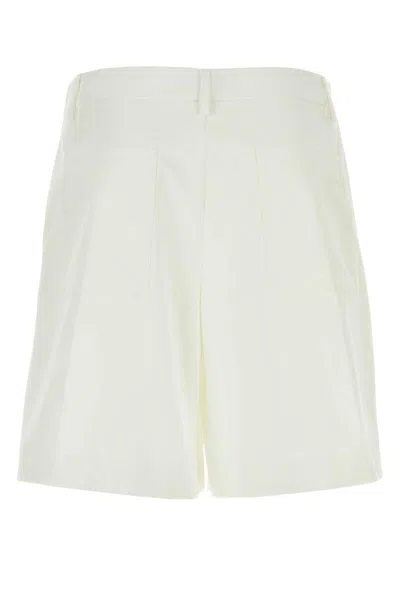 Valentino Garavani White Bermuda Shorts With Tonal Vlogo In Cotton Canvas Woman