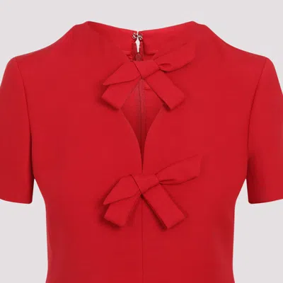 Valentino Fitted Red Dress With Decorative Bows In Red