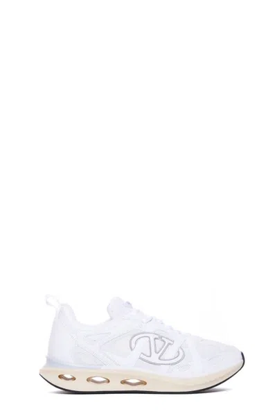 Valentino White Leather And Fabric Vlogo Easyjog Sneakers