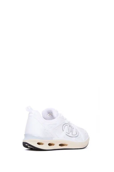 Valentino White Leather And Fabric Vlogo Easyjog Sneakers
