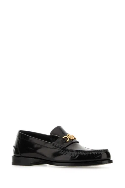 Versace Black Leather Medusa 95 Loafers