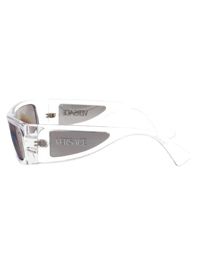 Versace Logo-plaque Sunglasses In Gray