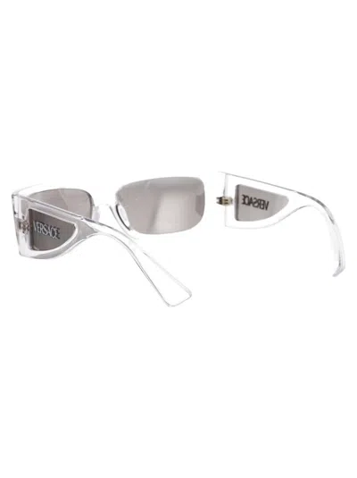 Versace Logo-plaque Sunglasses In Gray