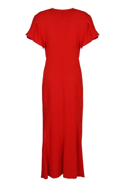 Victoria Beckham Gathered Details Dress In Red