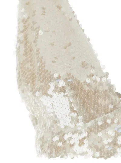 Philosophy Di Lorenzo Serafini White Top With All-over Sequins In Tech Fabric Woman