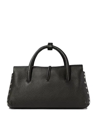 Zanellato Small Dotta Leather Top Handle Bag In Black
