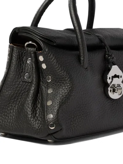 Zanellato Small Dotta Leather Top Handle Bag In Black
