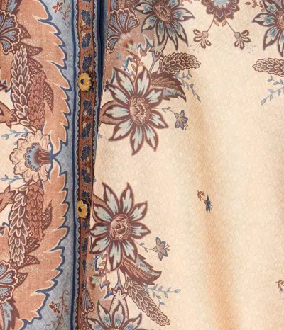 Zimmermann Womens Blue Cream Indienne Ascension Manstyle Graphic-pattern Silk Shirt In Blue