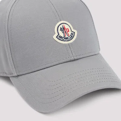 Moncler Grey Cotton Gabardine Baseball Cap In Gray