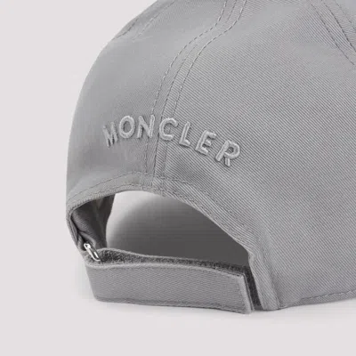 Moncler Grey Cotton Gabardine Baseball Cap In Gray