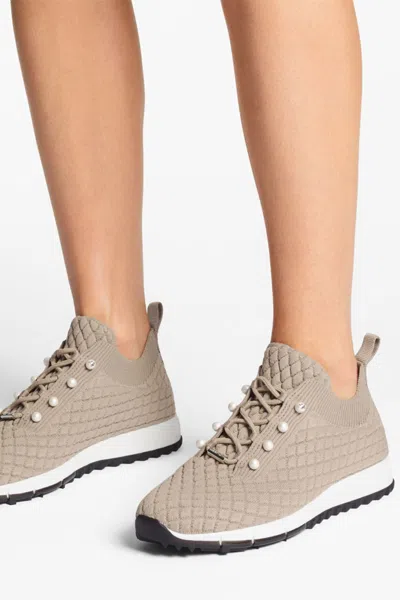 Jimmy Choo Veles Textured Knit Trainers In X Stone