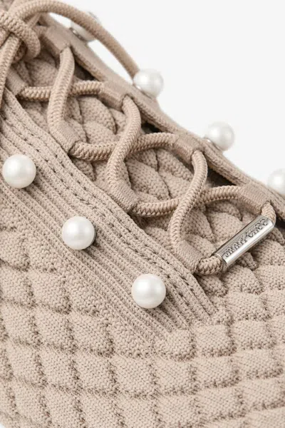 Jimmy Choo Veles Textured Knit Trainers In X Stone