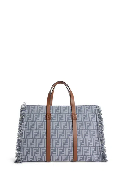 Fendi Summer Tote Ff Jacquard Fabric Shoulder Bag With Fringes
