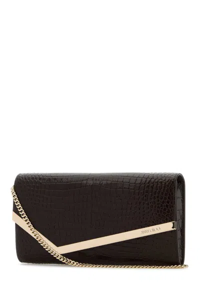 Jimmy Choo Clutch Emmie In Pelle Cioccolato Donna In Brown