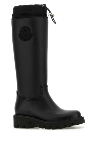 Moncler Black Kickstream High Rain Tall Boots In Black
