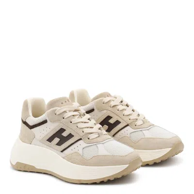 Hogan Suede And Mesh Sneakers In Neutral
