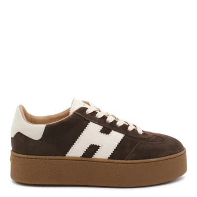 Hogan Suede Platform Sole Sneakers In Brown