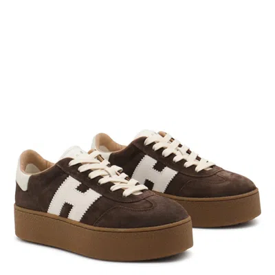 Hogan Suede Platform Sole Sneakers In Brown