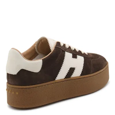 Hogan Suede Platform Sole Sneakers In Brown