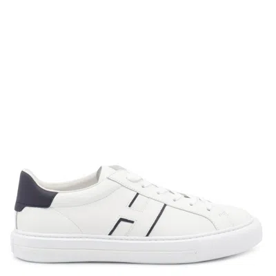 Hogan White Leather Sneakers With Logo Design And Rubber Sole In White