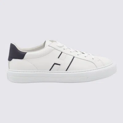 Hogan White Leather Sneakers With Logo Design And Rubber Sole In White