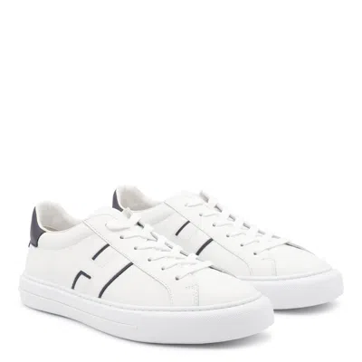 Hogan White Leather Sneakers With Logo Design And Rubber Sole In White