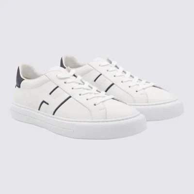 Hogan White Leather Sneakers With Logo Design And Rubber Sole In White