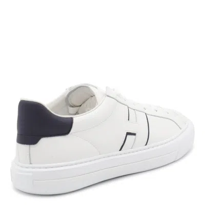 Hogan White Leather Sneakers With Logo Design And Rubber Sole In White