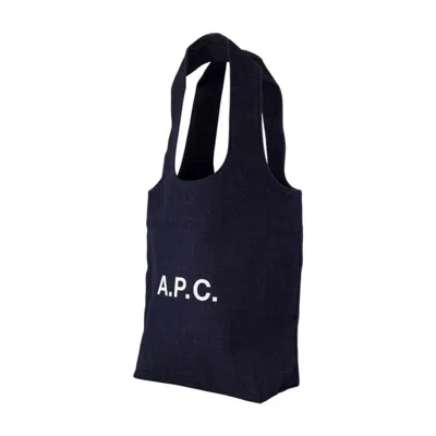 Apc A.p.c. Small Ninon Denim Tote Bags In Blue