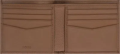Hugo Boss Boss Logo Leather Wallet In Brown
