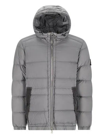 Stone Island Padded Puffer Jacket With High Collar In Gray