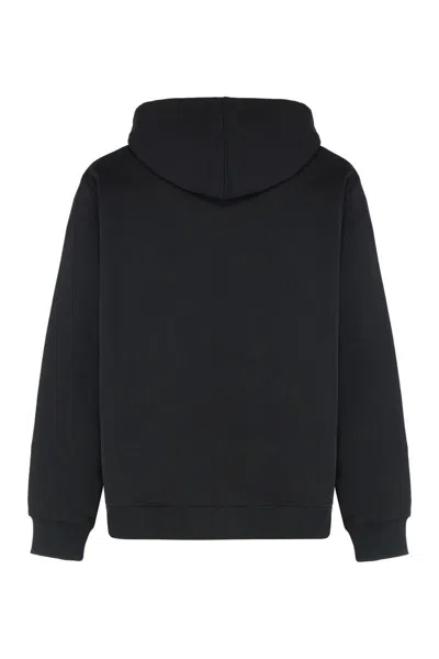 Givenchy Logo Stamp Zip-up Hooded Sweatshirt In Black