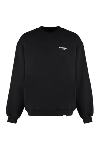 Represent Owners Club Logo Printed Crewneck Sweatshirt In Black