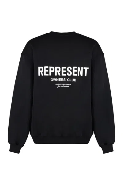 Represent Owners Club Logo Printed Crewneck Sweatshirt In Black