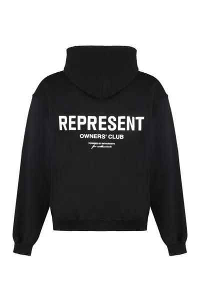 Represent Black Zip-up Sweatshirt With Logo On The Front And Back In Cotton Man