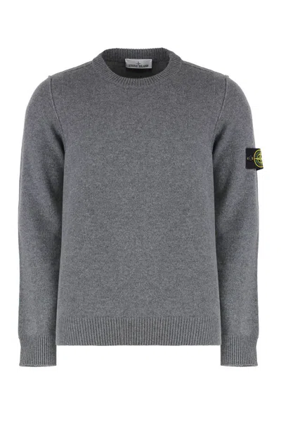 Stone Island Logo-patch Jumper In Gray