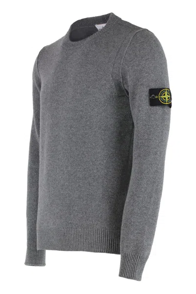 Stone Island Logo-patch Jumper In Gray