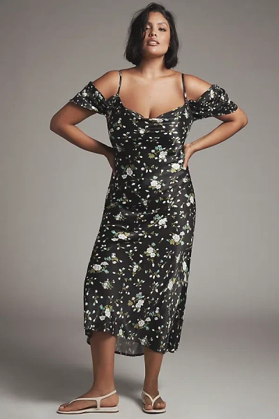 Bl-nk Painterly Off-shoulder Slip Dress