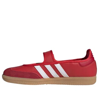 Adidas Originals Samba Jane Round Toe Sneakers With Stripes In Red