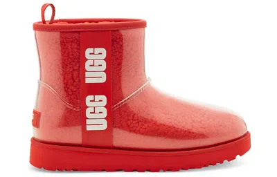 Ugg (wmns)  Classic Clear Mini Large Logo Fleece Lined In Red