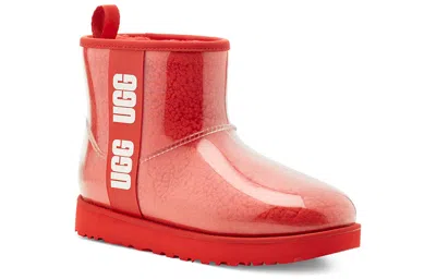 Ugg (wmns)  Classic Clear Mini Large Logo Fleece Lined In Red